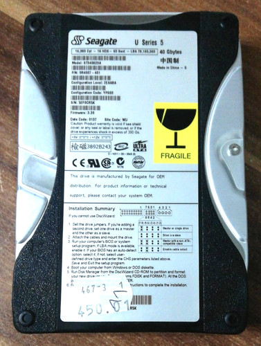Seagate series st340823a - series,