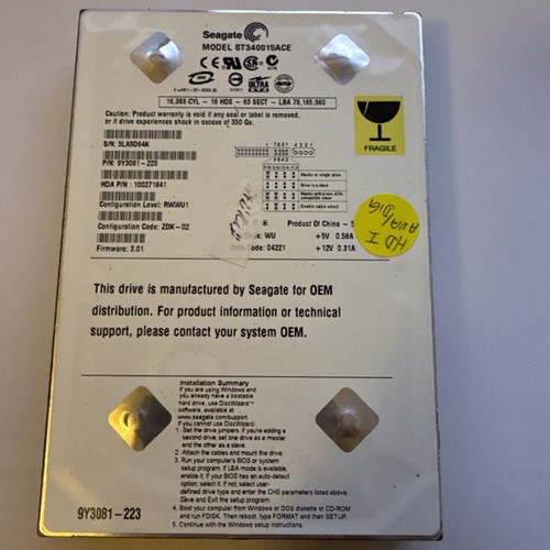 Vintage seagate st340015ace - vintage,